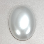 Plastic Medium Dome Pearl Cabochon - Oval 40x30MM WHITE