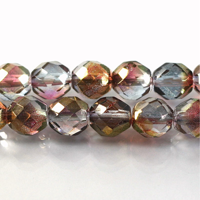 Czech Glass Fire Polish Bead - Round 10MM AMETHYST-ROSE 91009