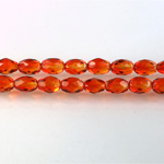 Czech Glass Fire Polish Bead - Oval 07x5MM Coated ORANGE-YELLOW 64815