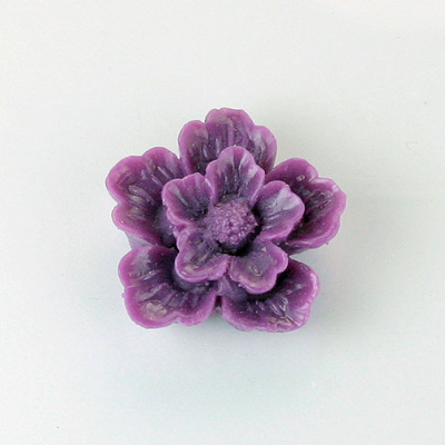 Plastic Carved Flower - Round 22MM DARK PURPLE