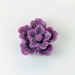 Plastic Carved Flower - Round 22MM DARK PURPLE