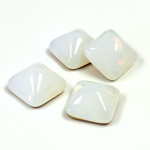 Glass High Dome Foiled Cabochon - Square 10x10MM WHITE OPAL