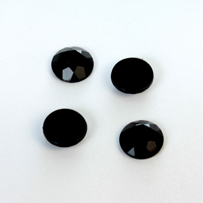 Plastic Flat Back Rose Cut Rhinestone - Round 11MM JET