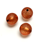 Plastic Bead - Bronze Lined Veggie Color Smooth Large Hole  Round 14MM MATTE BROWN