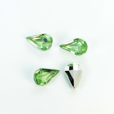 Plastic Point Back Foiled Stone - Pear 13x8MM PERIDOT