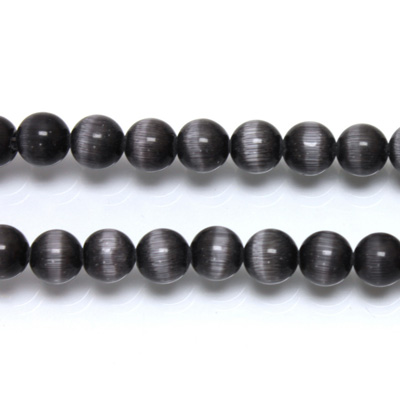 Fiber-Optic Synthetic Bead - Cat's Eye Smooth Round 06MM CAT'S EYE BLACK