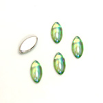 Glass Medium Dome Foiled Cabochon - Navette 10x5MM PERIDOT AB