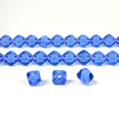 Czech Pressed Glass Bead - Smooth Bicone 06MM SAPPHIRE