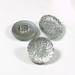 Glass Button - Engraved Top Foiled Round 18MM CRYSTAL