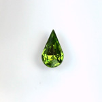 Glass Point Back Foiled Tin Table Cut (TTC) Stone - Pear 10x6MM OLIVINE