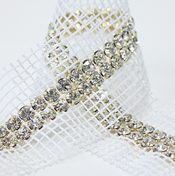 Rhinestone Banding with MC Chaton 2 Row with Net Two Edge - Round 19SS CRYSTAL-WHITE-GOLD