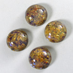 Glass Medium Dome Lampwork Cabochon - Round 15MM TOPAZ OPAL (0615)