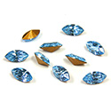 Swarovski Crystal Foiled Point Back Tin Table Cut (TTC) Fancy Stone - Navette 06x3MM AQUAMARINE