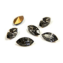 Swarovski Crystal Foiled Point Back Tin Table Cut (TTC) Fancy Stone - Navette 08x4MM BLACK DIAMOND