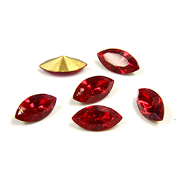 Swarovski Crystal Foiled Point Back Tin Table Cut (TTC) Fancy Stone - Navette 08x4MM LIGHT SIAM RUBY