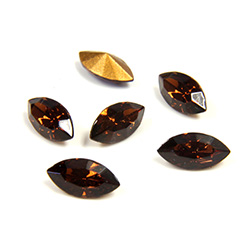 Swarovski Crystal Foiled Point Back Tin Table Cut (TTC) Fancy Stone - Navette 08x4MM SMOKE TOPAZ