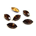 Swarovski Crystal Foiled Point Back Tin Table Cut (TTC) Fancy Stone - Navette 08x4MM SMOKE TOPAZ