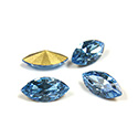 Swarovski Crystal Foiled Point Back Tin Table Cut (TTC) Fancy Stone - Navette 10x5MM AQUAMARINE