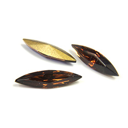 Swarovski Crystal Foiled Point Back Tin Table Cut (TTC) Fancy Stone - Navette 15x4MM SMOKE TOPAZ