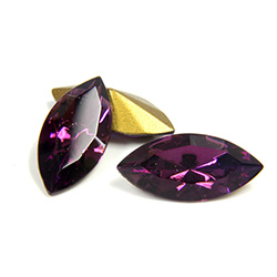 Swarovski Crystal Foiled Point Back Tin Table Cut (TTC) Fancy Stone - Navette 15x7MM AMETHYST