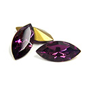 Swarovski Crystal Foiled Point Back Tin Table Cut (TTC) Fancy Stone - Navette 15x7MM AMETHYST