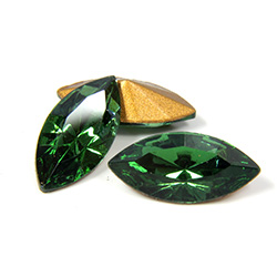 Swarovski Crystal Foiled Point Back Tin Table Cut (TTC) Fancy Stone - Navette 15x7MM GREEN TURMALINE