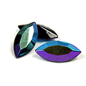 Swarovski Crystal Foiled Point Back Tin Table Cut (TTC) Fancy Stone - Navette 15x7MM JET AB