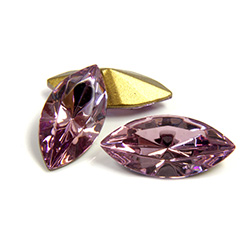 Swarovski Crystal Foiled Point Back Tin Table Cut (TTC) Fancy Stone - Navette 15x7MM LIGHT AMETHYST