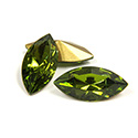 Swarovski Crystal Foiled Point Back Tin Table Cut (TTC) Fancy Stone - Navette 15x7MM OLIVINE