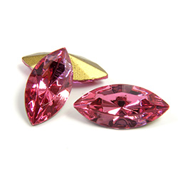 Swarovski Crystal Foiled Point Back Tin Table Cut (TTC) Fancy Stone - Navette 15x7MM ROSE