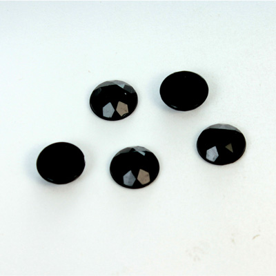 Plastic Flat Back Rose Cut Rhinestone - Round 09MM JET