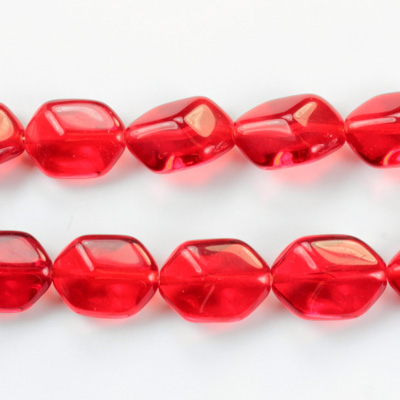 Czech Pressed Glass Bead - Cushion Octagon 14x10MM RUBY