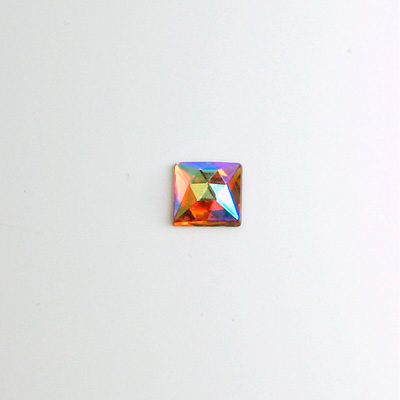Glass Flat Back Foiled Rauten Rose - Square  06x6MM TOPAZ AB