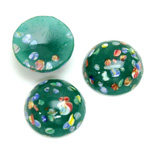 Glass Medium Dome Lampwork Cabochon - Round 18MM MOSAIC GREEN (04566)