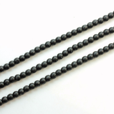 Czech Pressed Glass Bead - Smooth Round 03MM MATTE JET