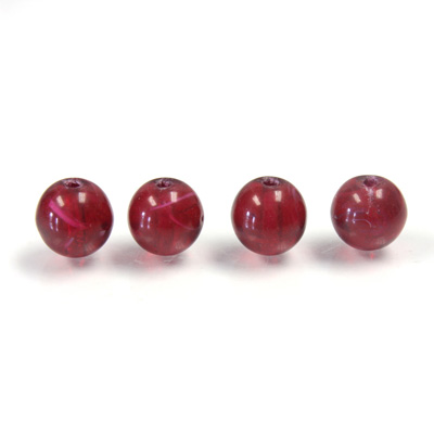 Czech Glass Lampwork Bead - Round 08MM FLAWED RUBY