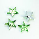 Plastic Flat Back Foiled Rose Cut Rhinestone - Star 15MM PERIDOT