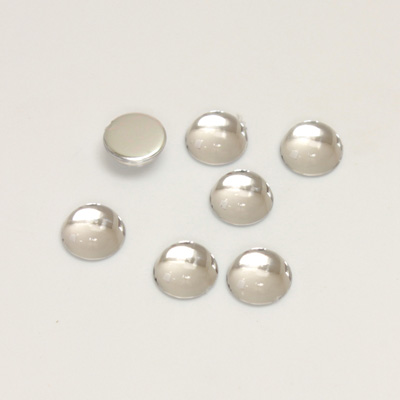 Plastic Flat Back Foiled Cabochon - Round 07MM CRYSTAL