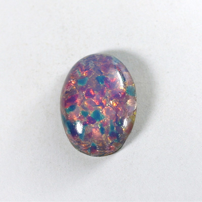 Glass Medium Dome Lampwork Cabochon - Oval 25x18MM FIRE OPAL (01003)