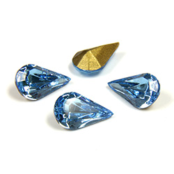 Swarovski Crystal Foiled Point Back Tin Table Cut (TTC) Fancy Stone - Pear 10x6MM AQUAMARINE