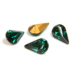 Swarovski Crystal Foiled Point Back Tin Table Cut (TTC) Fancy Stone - Pear 10x6MM EMERALD