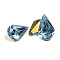 Swarovski Crystal Foiled Point Back Tin Table Cut (TTC) Fancy Stone - Pear 13x7.8MM AQUAMARINE