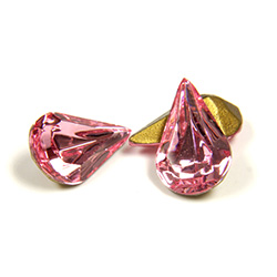 Swarovski Crystal Foiled Point Back Tin Table Cut (TTC) Fancy Stone - Pear 13x7.8MM LIGHT ROSE
