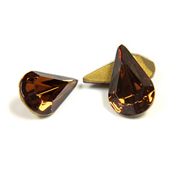 Swarovski Crystal Foiled Point Back Tin Table Cut (TTC) Fancy Stone - Pear 13x7.8MM SMOKE TOPAZ
