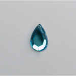 Glass Flat Back Rose Cut Fancy Foiled Stone  - Pear 13x8MM AQUA