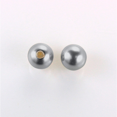 Czech Glass Pearl 1-Hole Ball - 12MM DARK GREY 70445