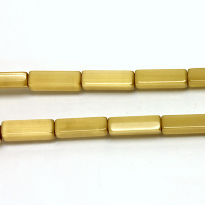 Fiber Optic Synthetic Cat's Eye Bead - Rectangle Smooth 13x4MM CAT'S EYE LT BROWN