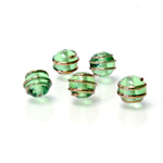 Czech Glass Lampwork Bead - Round 08MM COPPER WRAP PERIDOT