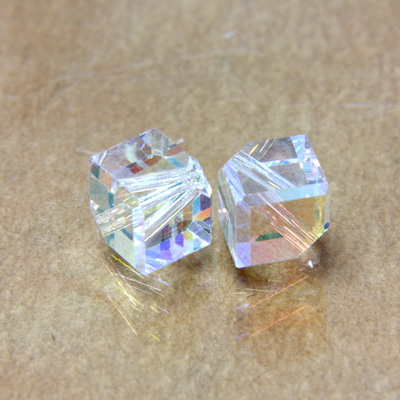 Preciosa Crystal Bead Diagonal Hole - Square 06MM CRYSTAL AB