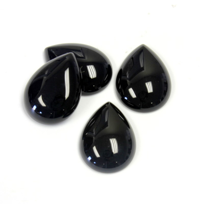 Gemstone Cabochon - Pear 16x12MM BLACK ONYX